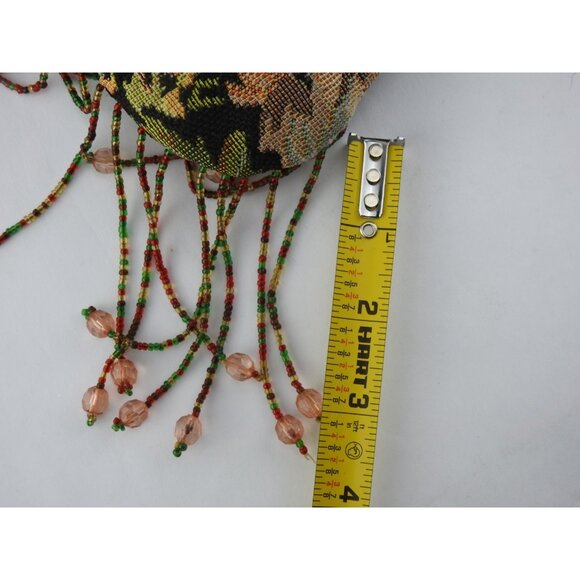 Vintage Prezzo Floral Tapestry Sequin Emplished Fringe Beaded Festival Bag - Picture 9 of 10